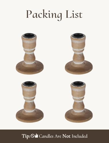 Wooden Taper Candle Holders: Rustic Farmhouse Decor, Set of 4 - Image 6