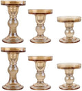 6-Piece Set of Amber Glass Candlestick, Crystal Candlestick Holder Holder and Conical Candle, Christmas Candle Holder Decoration, Family Living Room Wedding Candle Holder (Amber 2sets) by BTGLLAS