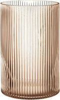 LUGBAR BH&G Decorative Ribbed Glass Hurricane Candleholder, Amber, 8" Medium by Unknown