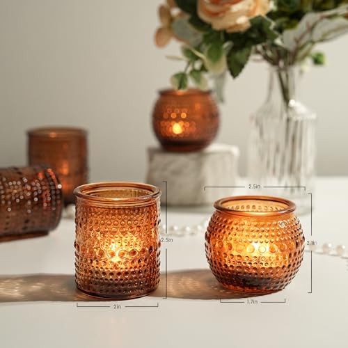 36 Pack Votive Candle Holders, Amber Candle Holders for Fall Centerpiece - Image 4