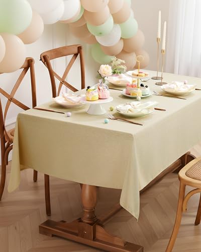 Pureegg Rectangle Linen Tablecloth Waterproof & Stain Resistant, Wrinkle-Free Table Cloth Adds Elegance and Protection, Ideal for Dining, Party, Wedding and Outdoor, 60 x 84 Inch, Beige - Image 6