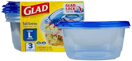 Glad GladWare Tall Entree Containers, Large Square, 42 oz - 3 Count (Pack of 6) by GladTrashFoodStorage