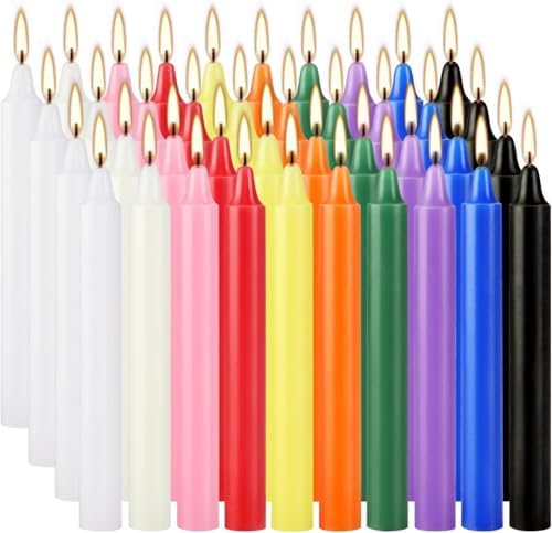 YOROXRG 40 Pack Spell Chime Candles-4 Inch Multi-Colored Taper Candles Sticks-for Home Decor Kitchen Decor Wedding Decoration-10 Colours by YOROXRG