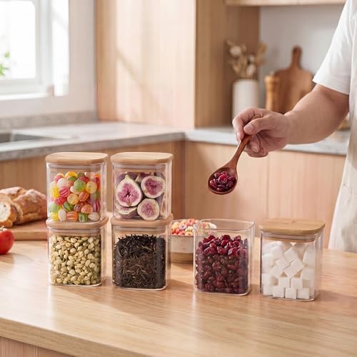 SENTVEND 24 Oz Glass Jars - 6 Pack Food Storage Containers with Lids Square - Image 5