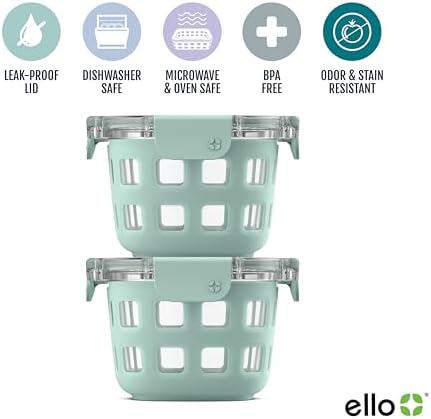 Ello Duraglass 2 Cup Glass Storage Containers with Lids, 2 Pack, Yucca - Image 3