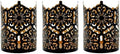 Hosley Set of 3 Black Metal Candle Holders 4 Inch High - Lattice Cut Lanterns for Table Centerpiece, Wedding, Home Decor, Indoor Outdoor by HOSLEY