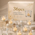 Letine 36-Pack Clear Glass Tealight Candle Holders - Thick Sturdy Votive/Tealight Holders Bulk for Wedding, Party, Home Decor | Perfect Replacement for Wall Sconces, Candelabras & Fireplace Screens by LETINE
