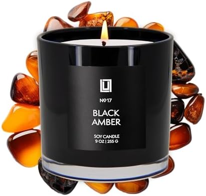 Lulu Candles | Warm Amber Candle | Luxury Scented Soy Jar Candle | Hand Poured in The USA | Highly Scented & Long Lasting (9 Oz., Black Amber) by LULUCANDLES