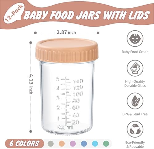 DRKIO 12 pcs Baby Food Storage Containers 8 Oz Small Glass Jars with Lids - Image 2