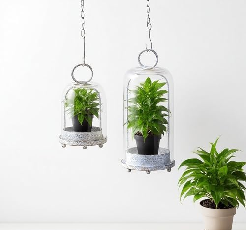 5" & 4" Wide Versatile Metal Candle Holder in Shabby White with Handmade Thick, Heavy & Sturdy Glass Dome for Pillar Candle, Industrial, Modern, Shelf, Mantel, Veranda, Porch - Image 6