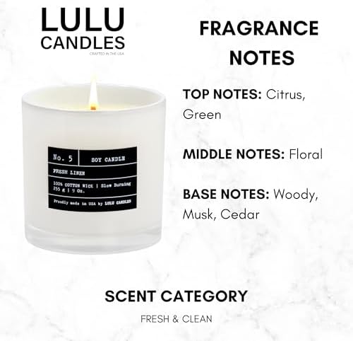 Lulu Candles | Fresh Linen | Luxury Scented Soy Jar Candle | Hand Poured in The USA | Highly Scented & Long Lasting (9 Oz. 2 Pack) - Image 2