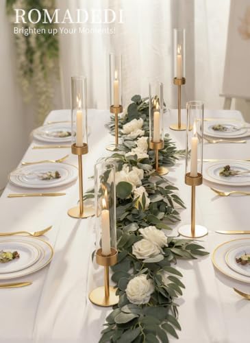 Romadedi Glass Hurricane Candle Holders for Candlestick, Gold, Set of 18 - Image 2