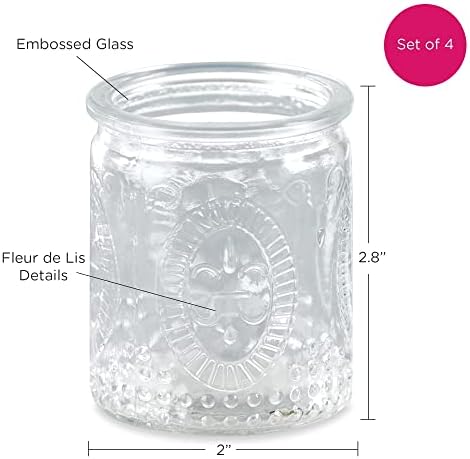 Kate Aspen Vintage Clear Glass Tealight & Votive Candle Holders (Set of 4), Farmhouse Decor, Room Decoration, Shelf Decor - Image 6
