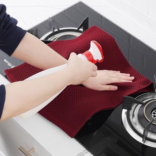 Homaxy 100% Cotton Waffle Weave Kitchen Dish Towels 24-Pack, Burgundy - Image 5