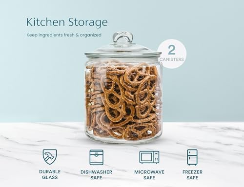 KooK Glass Kitchen Jars, Food & Cookie Storage Containers for Pantry, Bathroom Apothecary Canisters, Airtight Lids, Dishwasher Safe, with Chalk and Labels, 1 Gallon, Set of 2 - Image 5