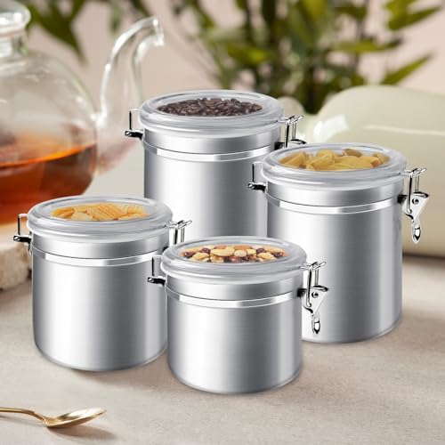 ENLOY 4-Piece Stainless Steel Airtight Food Storage Canister Set with Lid - Image 6