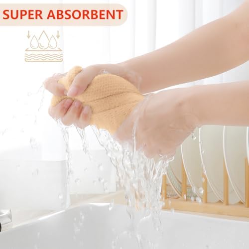 Homaxy 100% Cotton Waffle Weave Kitchen Dish Cloths 6-Pack, Apricot - Image 3