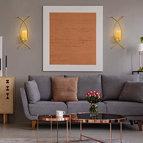 Vesici Candle Sconces Set of Two Metal Wall Candle Holder,Gold - Image 7