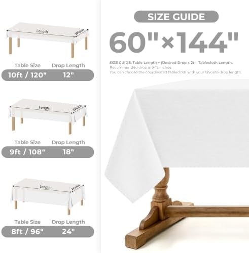 Decorelia Faux Linen Tablecloth for Dining Room, 60 x 144 Inch White - Image 5