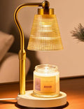Candle Warmer Lamp for Jar Candles, Height Adjustable & Dimmable with 2/4/8H Timer, 2*50W Halogen Wax Melter Warmer for Home Office Décor, Flameless & Smokeless, Gift for Women Mom,Gold- Amber/1 Pack by Unknown