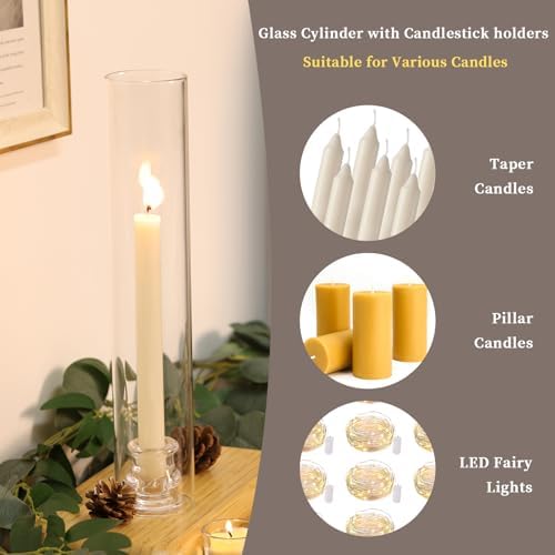 Volens Hurricane Glass Candle Holders- Set of 6 Candlestick Holders 14" H - Image 5