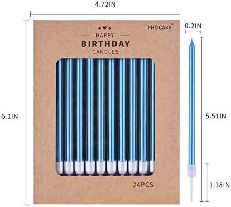 PHD CAKE Blue Long Thin Metallic Birthday Candles, Cake Candles, Birthday Parties, Wedding Decorations, Party Candles - Image 5