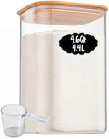 4.6Qt Large Glass Flour Sugar Storage Containers with Bamboo Lids by Unknown