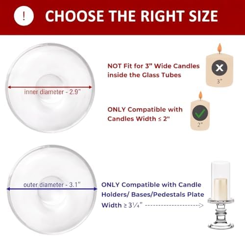 CYS EXCEL D-3.1" H-10 Glass Open Ended Glass Hurricane Candleholder Bottomless Candle Chimney Cover for Tealight and Small Pillar Candles, 1 Piece - Image 5