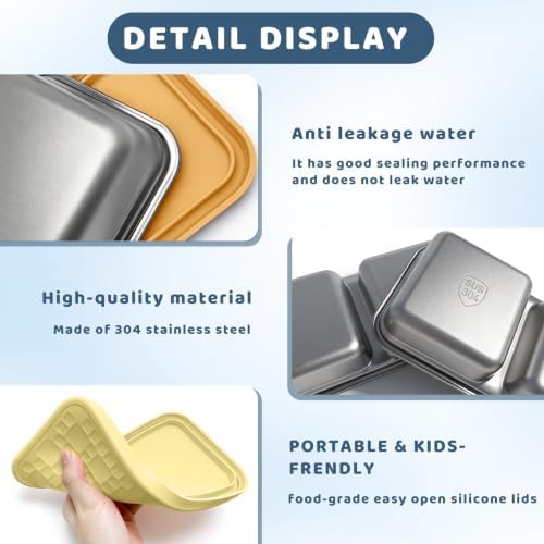 15 oz Snack Containers for Kids, Stainless Steel Lunch Box 3 Pack - Image 4