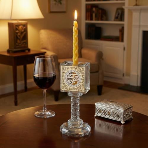 Crystal Havdalah Candle Holder 13 cm with Plaque - Image 7