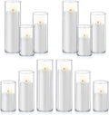 Homjoy 24 PCS White Pillar Candles with Glass Candle Holders Clear Hurricane Candle Holders Glass Cylinder Vases for Centerpieces Wedding Party, Event, Home Office (12 Candles+12 Candle Hoders) by Homjoy
