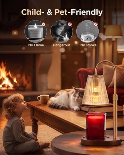 Candle Warmer Lamp with Timer Dimmer, Flameless Candle Warmer for Jar Candles, Height Adjustable Wax Warmer, House Warming Gifts New Home Decor, Birthday Gifts for Women (2 Bulbs Included) - Image 3
