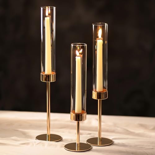 NUPTIO Hurricane Candlestick Holders for Centerpiece, Taper Candle Holders by Nuptio