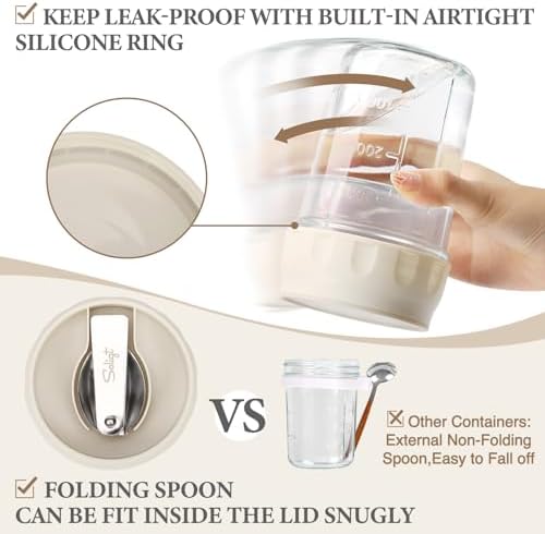 SOLIGT 2 Pack Overnight Oats Containers with Lids (Oat White/Rose Pink) - Image 4