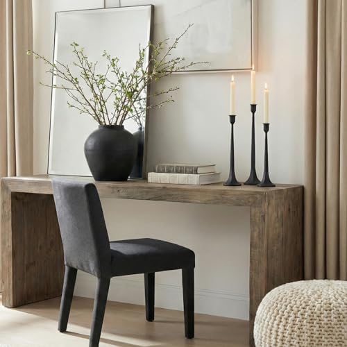 Denique Iron Taper Candle Holder Set of 3, Black Candlestick Holders Decorative Candle Stand, Tapered Candle Holders Tall Set for Wedding, Dining Table, Home Decoration (Black) - Image 7