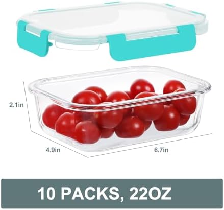 KOMUEE 10 Packs 22 oz Glass Meal Prep Containers, Green - Image 6