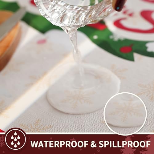 Christmas Rectangle Table Cloth,100% Waterproof Tablecloth,Christmas Decorations for Home, Vinyl Tablecloth Plastic Table Cover for Party，Picnic,Dining,Outdoor 52" x 70",Christmas Trees - Image 2