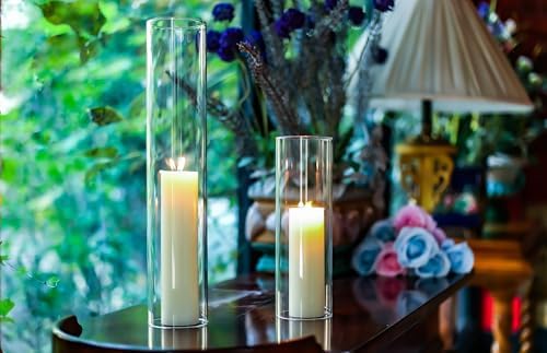 CYS EXCEL 2 PCS (H:16" D:3") Open Ended Glass Hurricane Candleholder Tube Shade | Multiple Size Choices Open Flame Candle Chimney Tube Cover | Bottomless Cylinder - Image 6