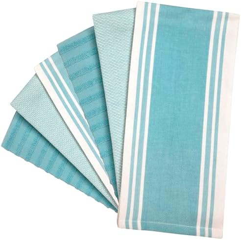 Premium Kitchen Towels 6 Pack 100% Cotton 20"x28" Dish Towels - Aqua Wide - Image 4
