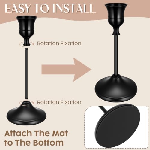 24PCS Brass Black Taper Candle Holders Set, Vintage Candlestick Holders - Image 3