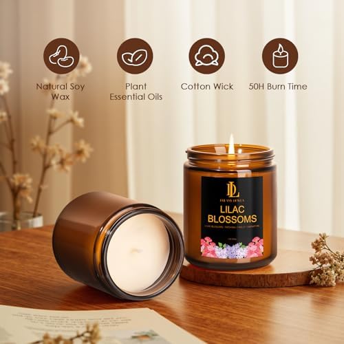 Lilac Blossom Scented Candles, Lilac Blossom Candle, Aromatherapy Candle Gifts for Women, Soy Candles for Home Scented, 7oz 50 Hours Burn, Home Décor - Image 3