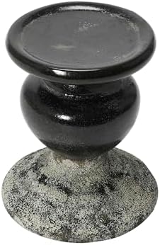 Creative Co-Op 2-Tone Sculptural Terracotta Pillar Candle Holder, Distressed Black - Image 6