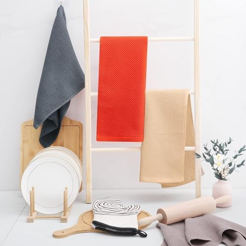 Homaxy 100% Cotton Waffle Weave Kitchen Dish Towels 12-Pack, Apricot - Image 6