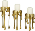 CosmoLiving by Cosmopolitan Aluminum Metal Abstract Decorative Candle Holder Melting Drip Candle Stand, Set of 3 Candlestick Holder 12", 10", 8"H, Gold by Unknown