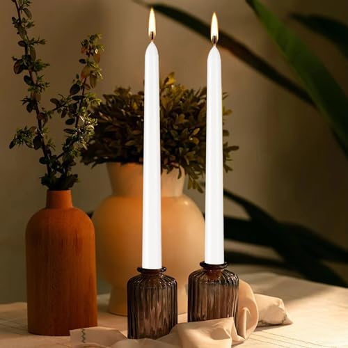 YOROXRG 100Pack White Taper Candles, 7-8 Hours Burn Time, Unscented, Smokeless and Dripless, 0.75 x 10 Inch Dinner Candle Set for Household, Wedding, Party and Home Décor Candlesticks - Image 3