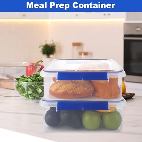 2 Pcs Large Food Storage Containers with Airtight Lid, 5.5L Reusable Meal Prep Container, Food-Grade Plastic Bread Box for Homemade Bread, Cookies, Food - Image 7