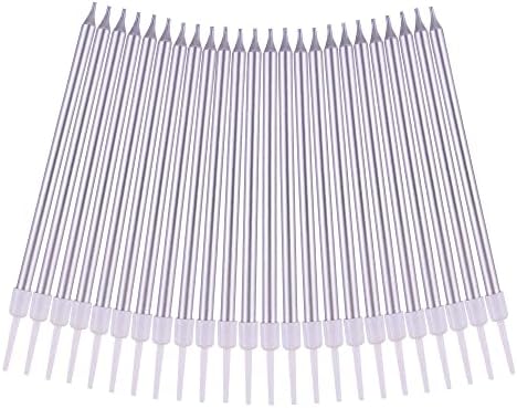 PHD CAKE Silver Long Thin Metallic Birthday Candles, Cake Candles, Birthday Parties, Wedding Decorations, Party Candles - Image 4