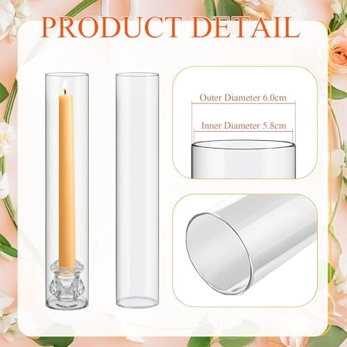 Teenyyou 8 Set Glass Hurricane Candle Holders Candlestick Bulk 12.6",Clear - Image 3