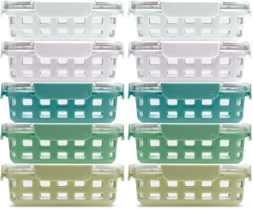 Ello Duraglass 3.4 Cup Glass Meal Prep Containers, Olive Tree,5 Count (Pack of 2) by Ello