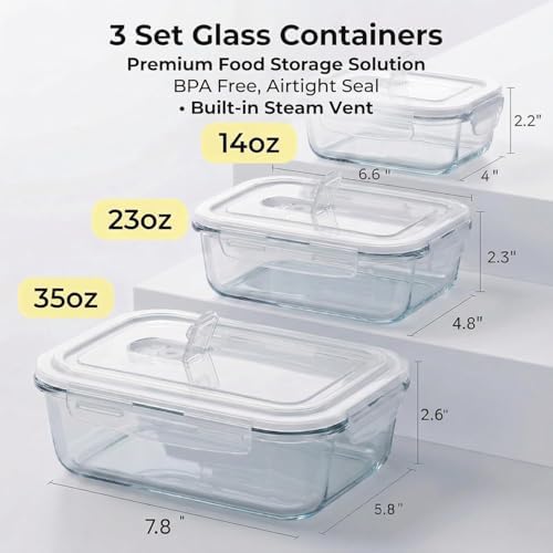 Food Storage Containers with Airtight Lid,3 Set,Oven,Freezer Safe - Image 5